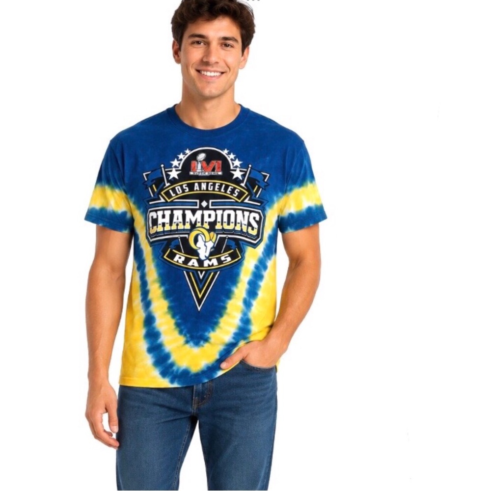 Los Angeles Rams Mens Size Large T Shirt Tie Dye Super Bowl Champions Fanatics
